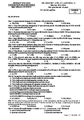 Đề khảo sát giữa kì I môn Hóa 12 năm học 2015- 2016 (kèm các mã đề)